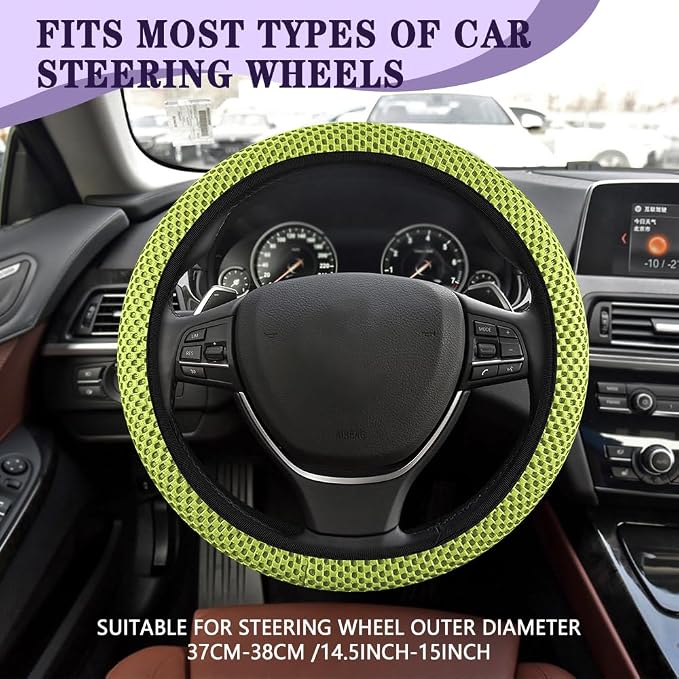 Elastic Stretch Steering Wheel Cover, Steering Wheel Cover, 15" Breathable Auto Steering Wheel Protector, Universal Car Accessories Comfortable Non-Slip Vehicle Steering Wheel Covers for Women Men