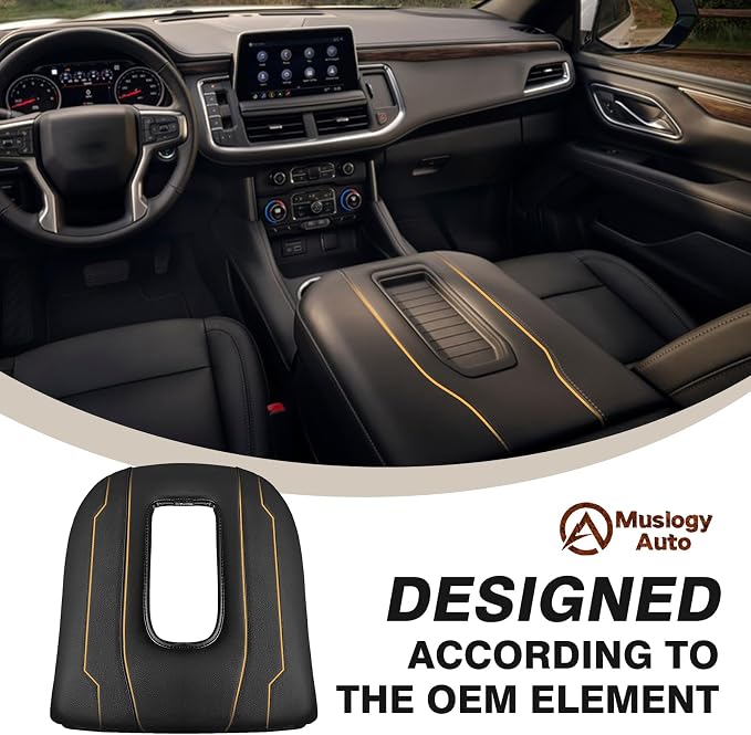 Muslogy Center Console Armrest Cover Fit for Chevy Silverado & GMC Sierra 1500 2500 3500 2022-2026 Accessories, Comfort Armrest Pad Console Lid Cushion Vegan Leather 1-Inch Extra Thick(Bucket Seat)