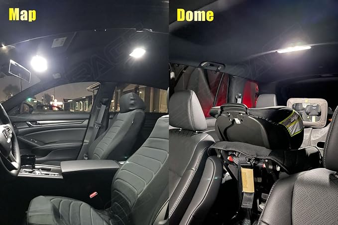 12-Pieces Accord LED Interior Light Kit for Honda Accord 2003 2004 2005 2006 2007 2008 2009 2010 2011 2012 White 6000K Interior LED Lighting Package + License Plate Lights, Install Tool