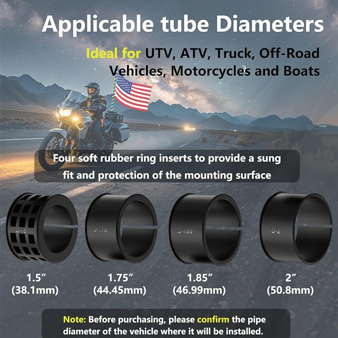 LOKTENWO Thicken Light Bar Mounts Fit 1.5''/1.75''/1.85''/2'' Roll Cage | 2PCS Heavy Duty CNC Aluminum UTV Whip Light Mount 360° Adjustable Light bar Mounting Bracket