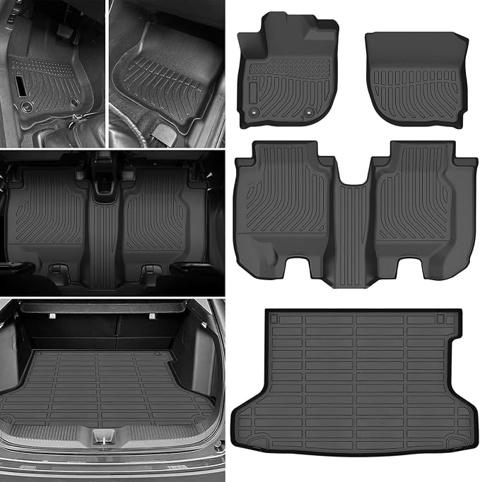 Floor Mats for Honda HR-V 2016-2022(Only AWD Models), Custom Fit TPE Liners | All Weather Waterproof Floor Mats with Cargo Liner, Anti-Slip TPE Protection, Full Set for 1st & 2nd Row and Trunk