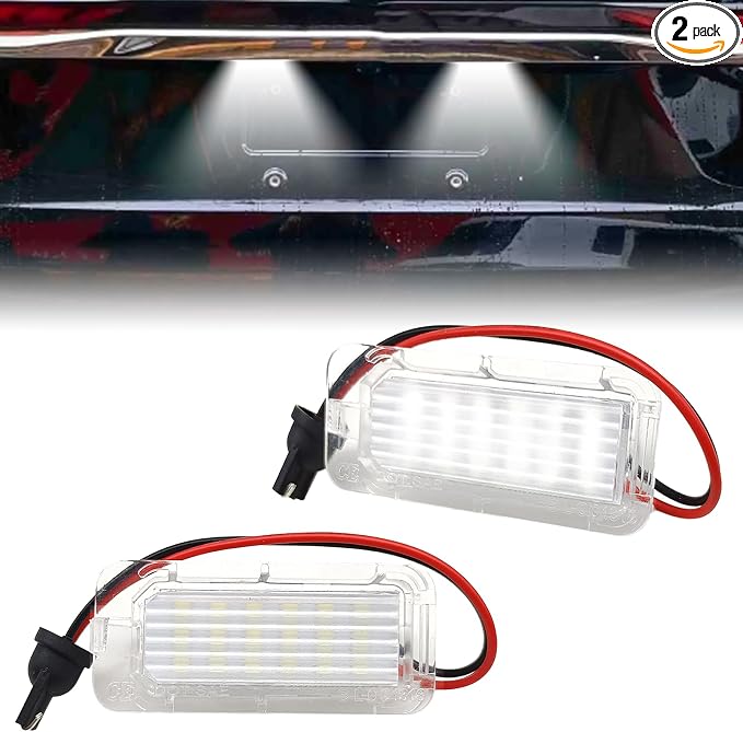 2PCS LED License Plate Lights, 18-SMD 6000K White Rear Bumper Tag Lamps Assembly Compatible with Ford Explorer Escape Fiesta Fusion Expedition Lincoln MKC, BB5Z13550A