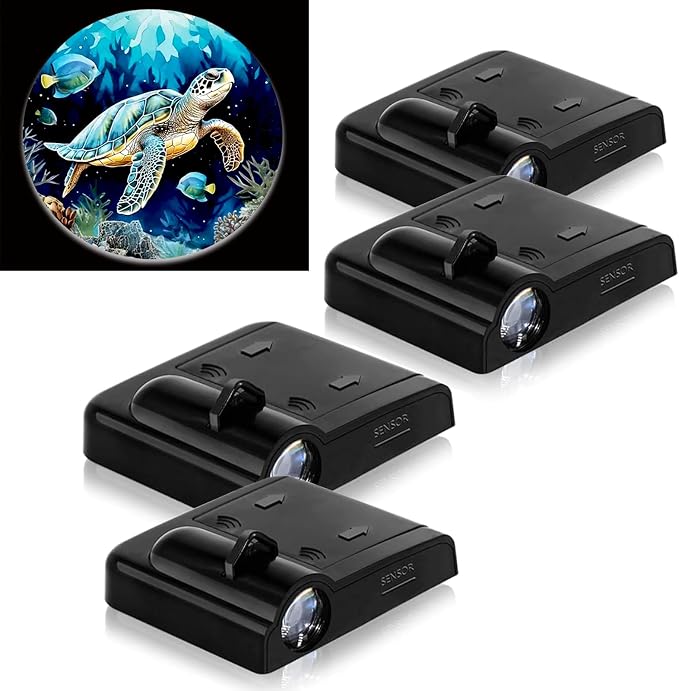 4PCS Car Door Lights,Turtle Door Lights Logo Projector LED Shadow Welcome Lamp,Car Accessories Turtle Gifts for Women Men,Suitable for All Vehicles Motorcycle Bike