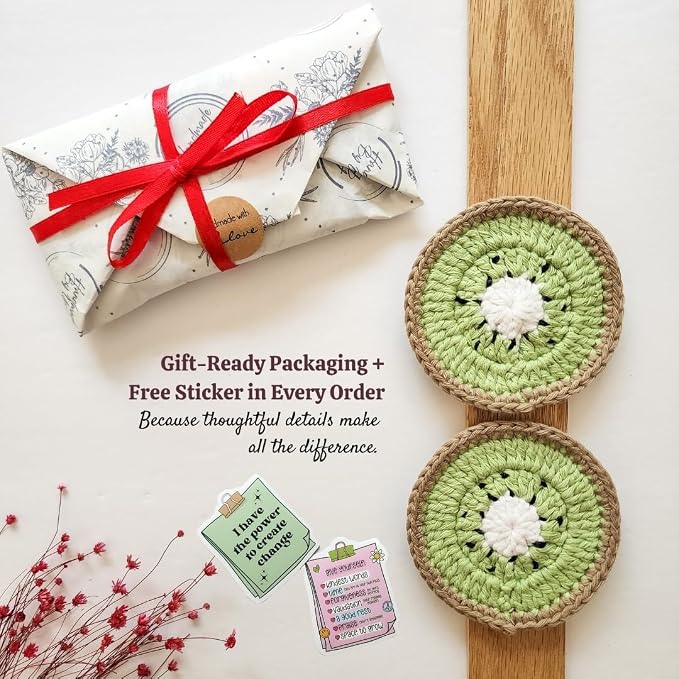 Cotton Crotchet Fruit Car Coaster Set (Kiwi Kiss)