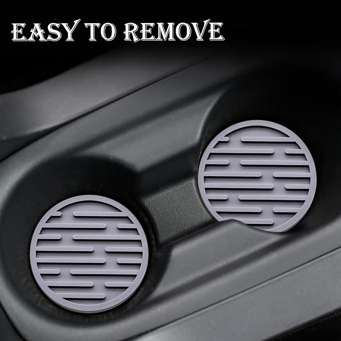 2 Pack Silicone Car Cup Holder Coaster – 2.75 Inch Anti-Slip Drink Coaster, Perfect for Coffee & Beverages – Cute Car Interior Decor for Women & Girls (Gray)