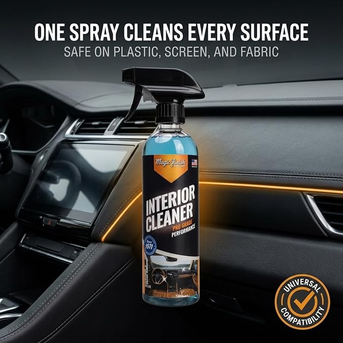 Magic Finish Interior Cleaning Spray (16 fl oz) – All-in-One Car Cleaner Spray for Seats, Dashboards & Consoles – Fast-Acting Car Cleaning Supplies for Rubber, Plastic, Carpet & Upholstery