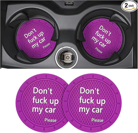 8sanlione 2 Pack Car Cup Holder Coasters, 2.75 Inch Non-Slip PVC Insert Cup Coaster, Anti-Scratch Auto Cup Mats for Women Men, Vehicle Interior Accessories for Car, SUV, Truck (D Purple/2PCS)