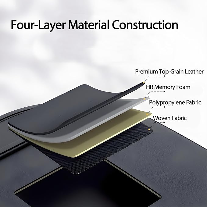 2 Pack Leather Car Seat Back Organizer with Foldable Tray Table, Backseat Car Organizer with Tablet Pocket, Cup Holders, Tissue Pocket, Mesh Pockets, Kick Mat, Black