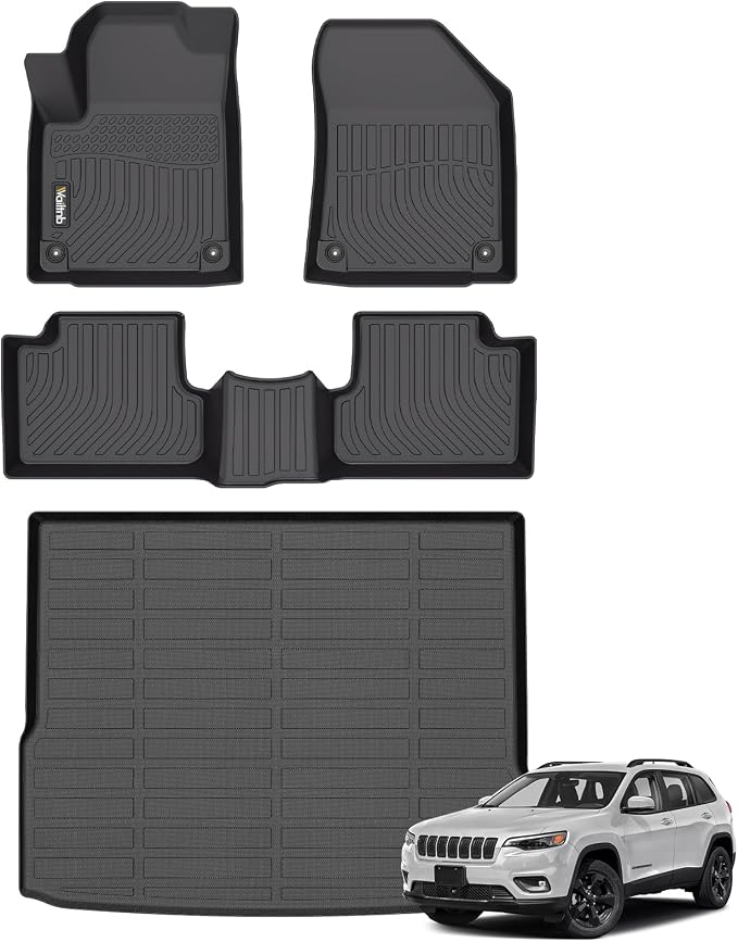 Wailtnb- Floor Mats & Cargo Mats Set Fit 2019-2023 Jeep Cherokee（NOT for Grand Cherokee&L All Weather Floor Liners for 2019-2023 Jeep Cherokee Trunk Liner Accessories for Cherokee