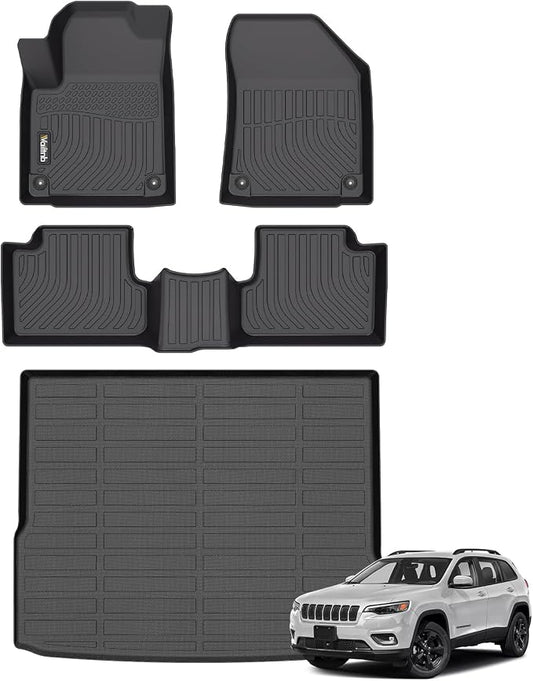 Wailtnb- Floor Mats & Cargo Mats Set Fit 2019-2023 Jeep Cherokee（NOT for Grand Cherokee&L All Weather Floor Liners for 2019-2023 Jeep Cherokee Trunk Liner Accessories for Cherokee