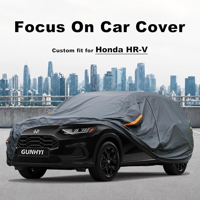 GUNHYI Premium Car Cover Custom Fit Honda HRV HR-V (1998-2026), 16 Layers Heavy Duty Car Cover Waterproof All Weather with Zipper Door for Sun Rain Snow Dust Uv Protection