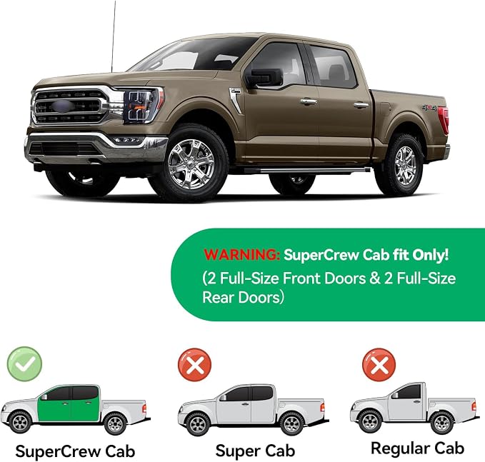 Floor Mats for Ford F-150 2015-2026 & F150 Lightning 2022-2026 SuperCrew (Rear w/o Fold Flat Storage), Floor Liners TPE Automotive All Weather Cover Protection Waterproof Front & Rear Row Car Mats