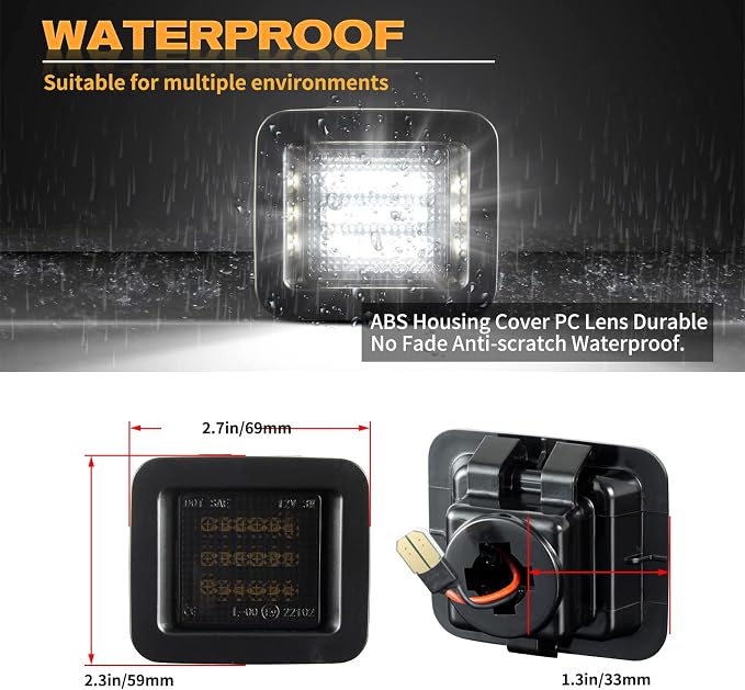 POPMOTORZ LED License Plate Lights Assembly Tag Lamps Smoked Lens Compatible with 2015-2022 Ford F-150 2015-2022 F-150 Raptor Pickup Truck Raptor LED Tag Lights 18SMD 6000K White 2 Pieces
