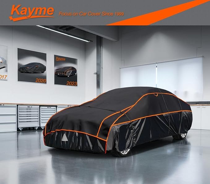 Kayme Hail Protector SUV Car Cover，Anti Hail Thickened Multi-Layered EVA Car Cover Waterproof All Weather with Wind Straps, Outdoor Hail Protection Cover, Fit SUV Jeep-Length（208 to 211 Inch）