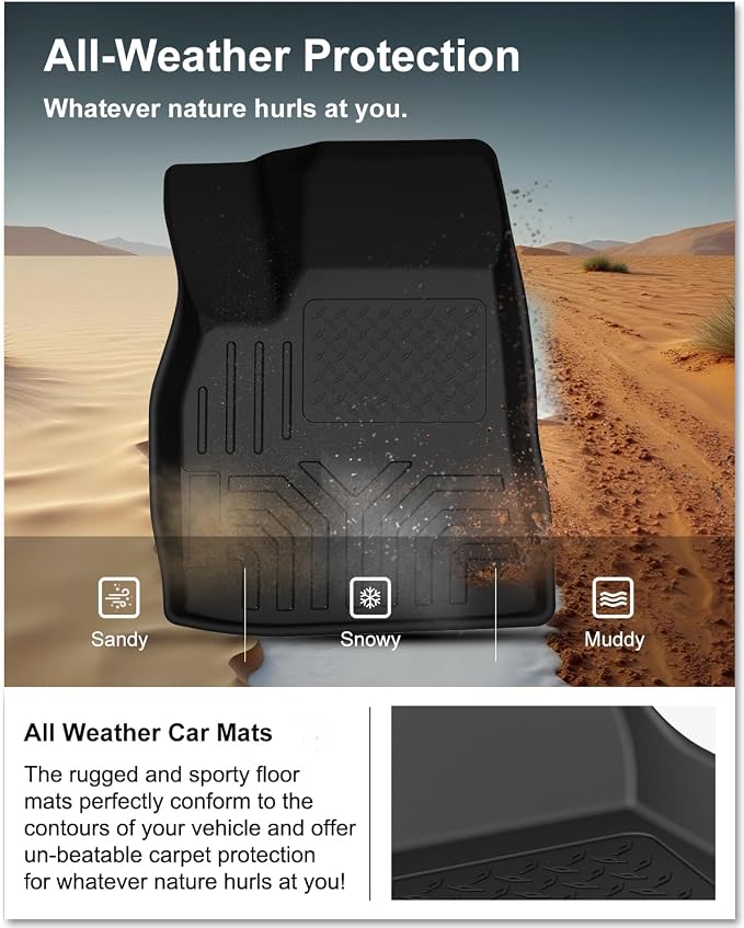 Kiwi Master Floor Mats for 2012-2020 Tesla Model S | Custom Fit All Weather Car Mats, Heavy Duty TPE Floor Liners, Front & Rear 2 Row Set, Black