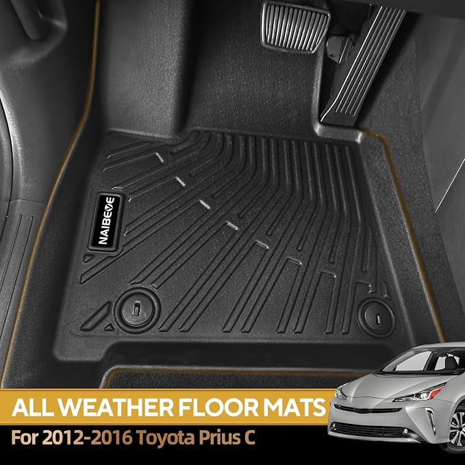 Naibeve Floor Mats for 2012-2016 Toyota Prius C - All Weather Custom for Toyota Prius C Floor Mats & Cargo Mat Waterproof Interior Accessories
