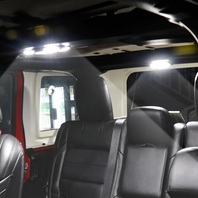 LED Dome Lights for Jeep Wrangler JL/Gladiator JT 2018-2023 | 6500K White Front Interior Lights with Push Button | Replacement Cabin Reading Light Kit for 2/4 Door Models