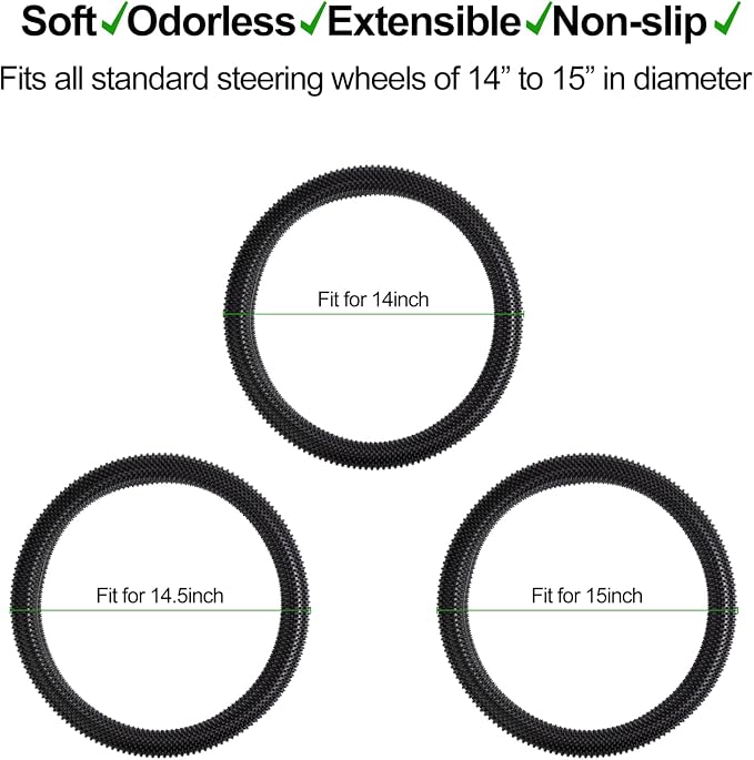 Steering Wheel Cover Black - Massage Grip Silicone Steering Wheel Covers Anti-Slip Universal Car Steering Wheel Cover for Men Women Driving Fatigue Relieving Fits 14-15 Inch