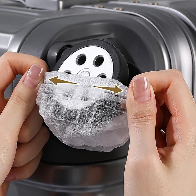 80Pcs Disposable Luggage Wheel Protectors Antislip Wear Resistant Elastic Nonwoven Fabric Covers for Suitcase Wheels