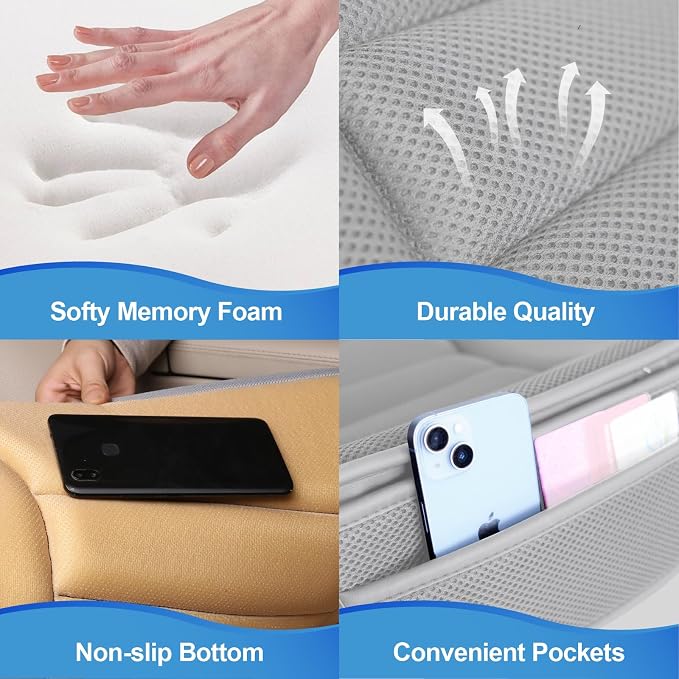 Lofty Aim Car Seat Cushion for Driving, Memory Foam Driver Seat Cushion | Car Seat Cushion for Long Driving, Automotive Seat Cushion for Pain Relief, Car Seat Pillow Fits Vehicles, Office, 4D Gray