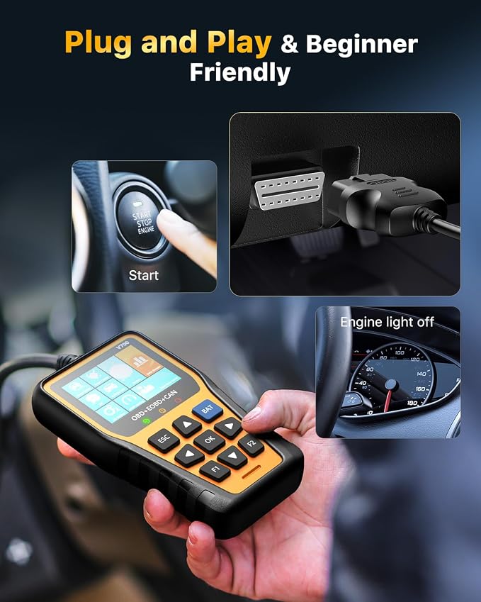 OBD2 Scanner Car Code Reader Support Voltage Test Plug and Play Fixd Car CAN Diagnostic Scan Tool Read and Clear Engine Error Codes for All OBDII Protocol Vehicles Since 1996（Yellow）