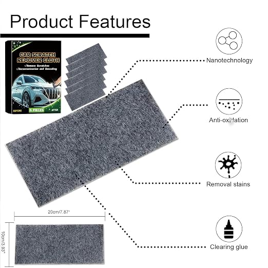 Nano Sparkle Cloth Car Scratch Remover with Scratch Repair Paste,Upgraded Nano Sparkle Cloth for Cars Scratches,Miracle Nano Cleaning Cloth Scratch Remover for Deep Scratch Repair on Car Paint