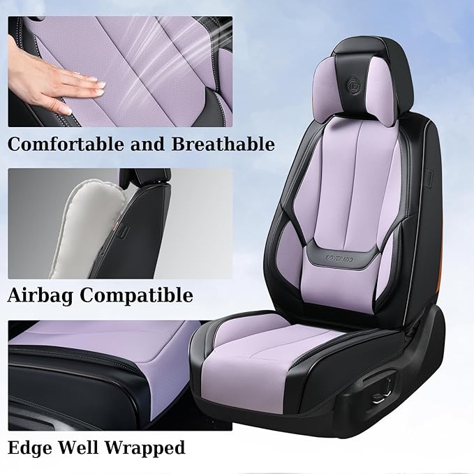 Coverado Car Seat Covers, Seat Covers for Cars, Waterproof Leather Auto Seat Protectors, Leather Car Seat Cushion, Car Interiors Accessories Universal Fit for Most Cars
