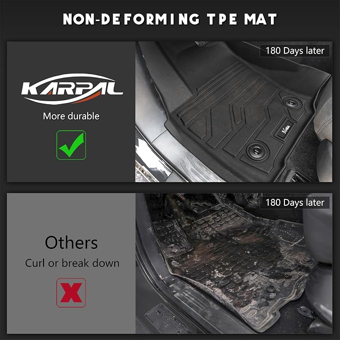 KARPAL Floor Mats for Toyota Tacoma 2024-2026 Double Cab Auto Trans (Not Hybrid), Custom Fit All Weather TPE Floor Liners, 1st&2nd Row Mat, Tacoma TRD/SR/SR5/limited Accessories