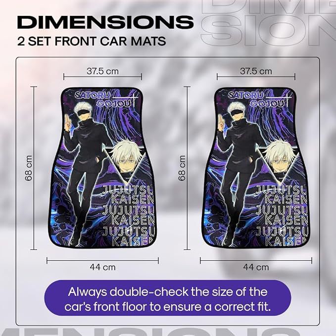 Anime Car Carpet Mat Set of 2 Front, Violet Gojujjk Design Automotive Accessories Interior All Weather Floor Mats Decor with Non Slip Black Anti Skid Backing