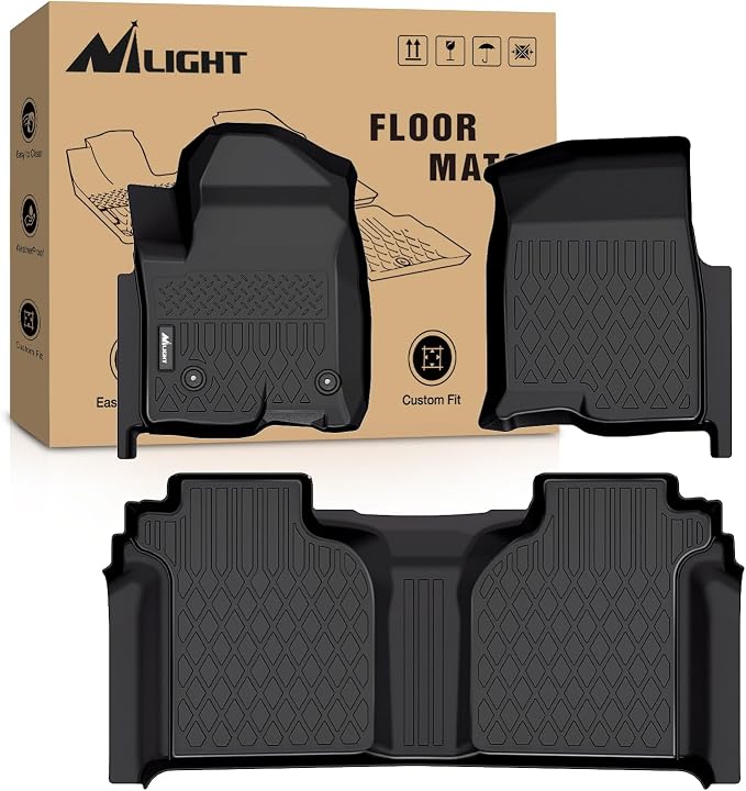 Nilight Floor Mats for Chevy Silverado GMC Sierra 1500 Crew Cab 2019-2026 | Silverado GMC Sierra 2500HD 3500HD 2020 2021 2022 2023 2024 2025 2026 All Weather Custom Fit Heavy Duty Floor Liners