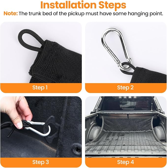 Truck Bed Net – Highly Elastic Cargo Net for Pickup Truck Beds, Stretchable Mesh Organizer Expands from 4'x4' to 7'x7', Suitable for Daily Light Loads on Truck, ATV, SUV, UTV & Boats (Single Layer)