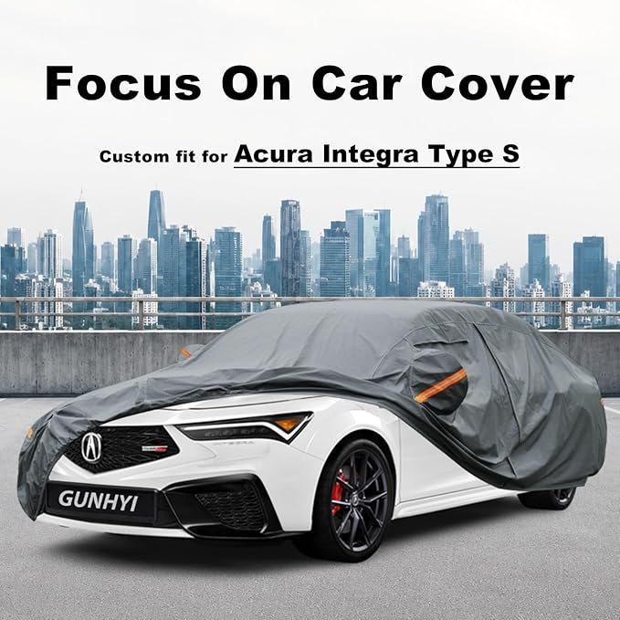 GUNHYI Premium Car Cover Custom Fit Acura Integra Type S(2023-2026), 16 Layers Heavy Duty Car Cover Waterproof All Weather with Zipper Door for Sun Rain Snow Dust Uv Protection