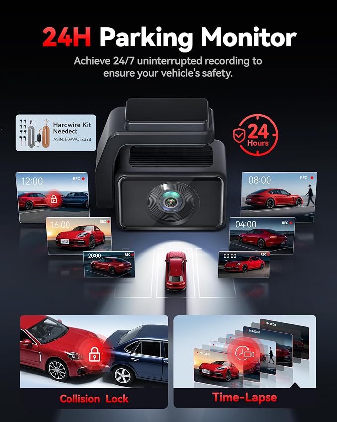 REDTIGER F4 Pro 4K STARVIS 2 Dash Cam, 5.8GHz WiFi 6 Transfer, 128GB Card | 2.2" Touch Screen, Voice Control, Mini Dash Cam Front and Rear with HDR Night Vision, Loop Recording, 24H Parking Mode