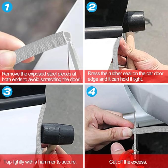MYFAMIREA 33Ft(10M) Long Car Door Edge Guards, U Shape Edge Trim Rubber Seal Protector Car Door Protection Anti-Collision Rubber Clips Easy to Cut No Need Adhesive Fit for Most Vehicles| Grey