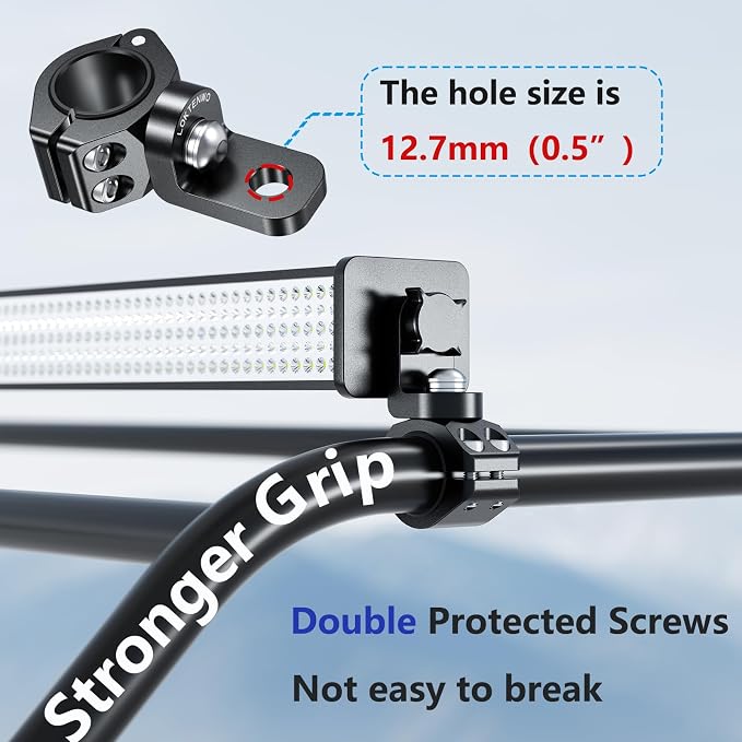 LOKTENWO 2PCS 360°Adjustable ATV Whip Light Mount, Heavy Duty CNC Light Bar Mounting Bracket for Motorcycle Golf Cart Universal 0.875''/1''/1.125''/1.26” Roll Cage