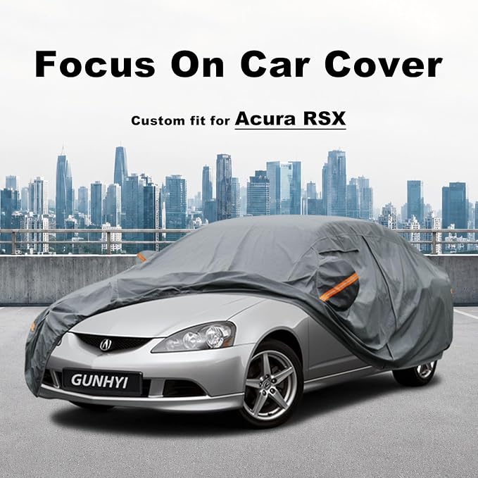 GUNHYI Premium Car Cover Custom Fit Acura RSX, 16 Layers Heavy Duty Car Cover Waterproof All Weather with Zipper Door for Sun Rain Snow Dust Uv Protection