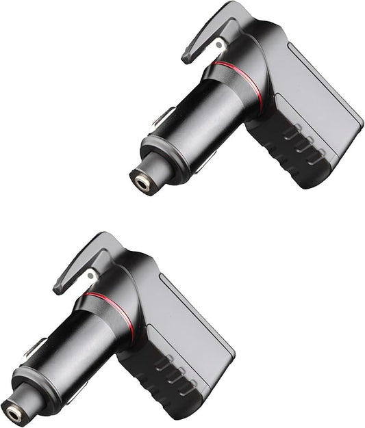 Ztylus Stinger Car Emergency Tool, Spring-Loaded Window Breaker, Car Safety Hammer, Seatbelt Cutter and Window Glass breaker, Car Escape Tool, USB Car Charger, 2 USB Ports Max 2.4A (2 pcs Black Combo)