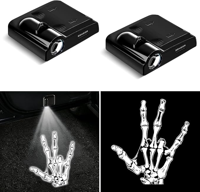 2PCS Car Door Lights Projector, Skeleton Fingers Car Door Projector Lights, Skeleton Car Accessories, Suitable for All Vehicles
