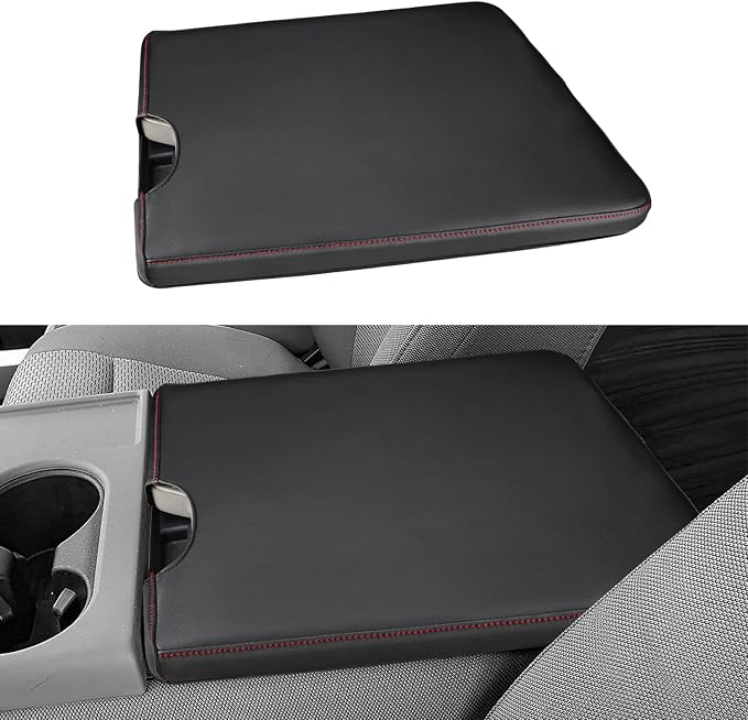 INTGET Center Console Armrest Cover for 2026 Ford F150 Accessories 2015-2023 2024 2025/for F250 F350 F450 F550 2017-2026 40/20/40 Jump Seat Car Arm Rest Lid Seat(red stitches, 2015-2026 Jump Seat)