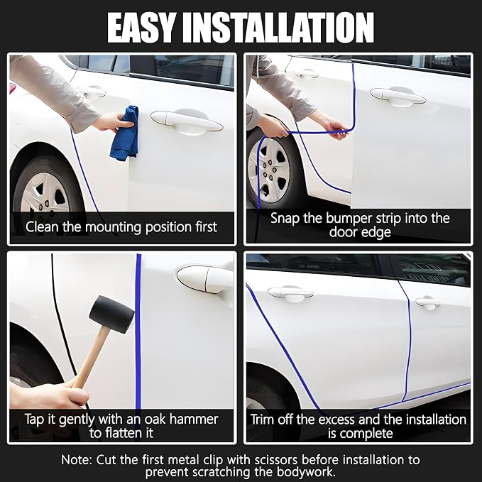 Wuyaoyao 13.1Ft (4M) Car Door Edge Guards, Rubber U Shape Automotive Door Entry Guard Protector Strip, No Glue Required, Universal Vehicle Doors Edge Trim, Exterior Car Accessories (Blue, 13.1FT)