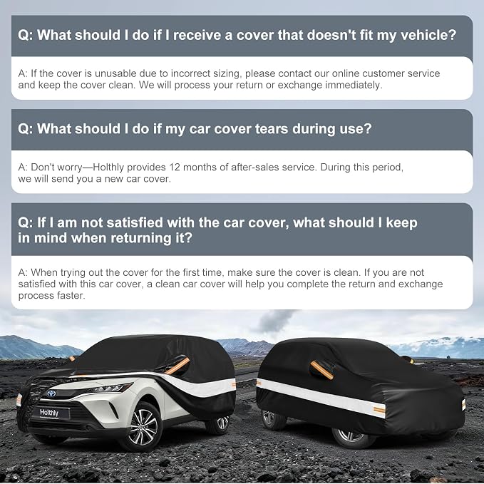 10 Layers SUV Car Cover Custom Fit for Toyota Venza (2008-2026), Waterproof All Weather for Automobiles, Outdoor Full Cover Sun Dust Rain Protection with Cotton. Black