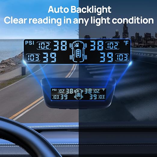Masoll Tire Pressure Monitoring System, RV/Trailer TPMS with Solar Charging & Auto Calibration, M13 LCD Display tpms 4 sensors (0-99PSI)