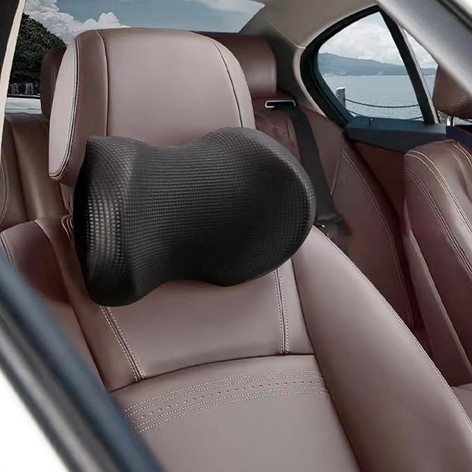 Super Comfy Car Headrest Pillow, Car Pillow for Neck Pain Relief with Adjustable Strap, 100% Memory Foam & Breathable Removable Cover, Ergonomic Design - Softness Travel Car Neck Pillow(Black, 1PC)