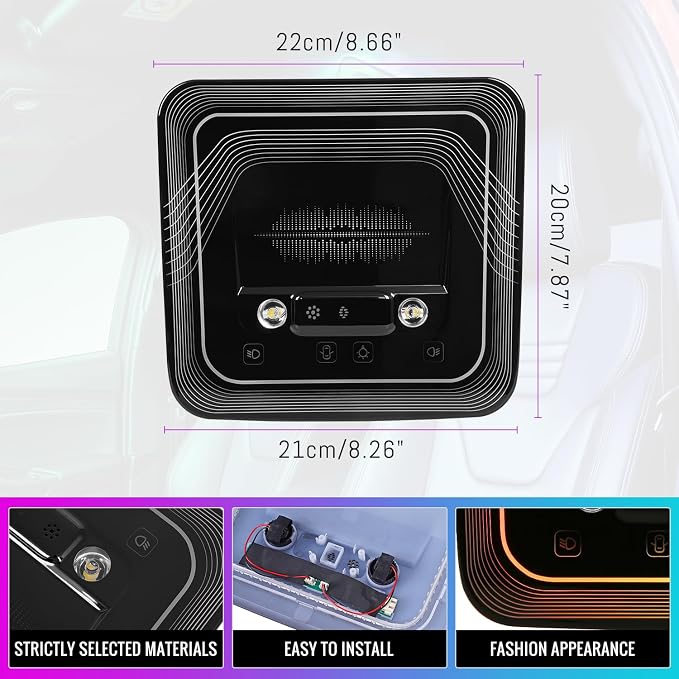 Universal Car Rear Dome Light Replacement,Adjustable LED Ceiling Lamps Assembly w/Touch Screen,Car RV Interior Lighting w/Door Trigger Switch,Over-Head Roof Ambient Light,RGB (Ripple Style)