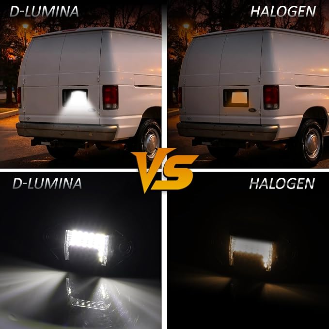 D-Lumina LED License Plate Light Tag Lamp Assembly for Fo'rd E150 E250 E350 E450 Econoline Van Super Duty, Powered by 18-SMD 6000K White LED Tag Light, Pack of 1