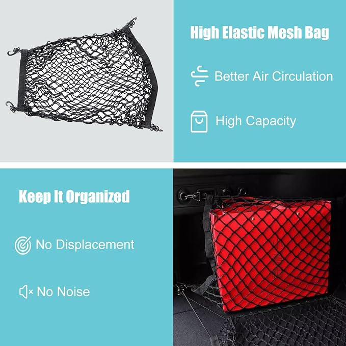 Trunk Cargo Net Organizer Compatible with Subaru Forester Accessories 2PCS | Compatible with Subaru Forester Left and Right Side Storage Net