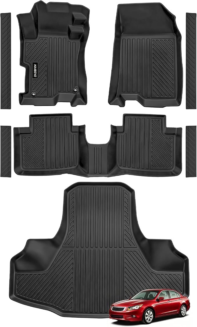 Naibeve Floor Mats for 2008-2012 Honda Accord | All Weather Custom Fit Floor Mats, Cargo Mat, Door Sill Guards Interior Protector accessories
