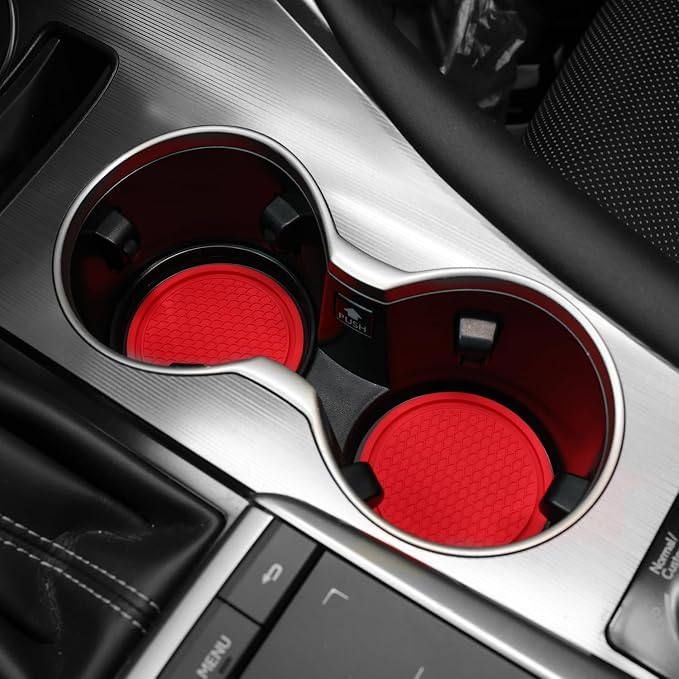 SINGARO Car Cup Coaster, 4PCS Universal Non-Slip Cup Holders Embedded in Ornaments Coaster, Car Interior Accessories, Lava Orange