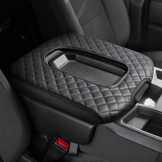 JOYTUTUS Center Console Cover Compatible with 2019-2025 2026 Silverado Sierra Jump Seat, Leather Arm Rest Armrest Cover for Car, Durable Middle Console Cover Replacement for Trucks