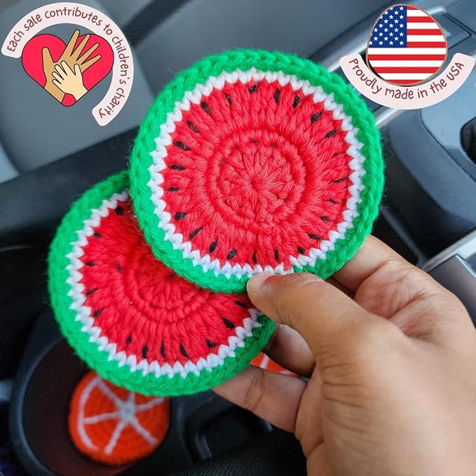 Cotton Crotchet Fruit Car Coaster Set (Summer Slice)